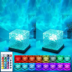 Luminorthe Cube Lamp 2 Packs Aurora Glow Ocean Wave Projector with  & Dynamic Ripple Effect for Living Room Bedroom Decor Dimmable Night Light & Ceiling Projector