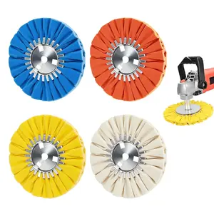 Airway Buffing Wheel Kit 4 count kit (1 pcs White & 1 count Orange & 1 count Blue & 1 count Yellow) 8" in Diameter 5/8" in Arbor Hole 12 Ply for Angle  4 count