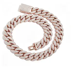 Men's 1-3RCC Iced Out Cuban Link Chain - Full Micro Paved Cubic Zirconia Cuban Rope Chain, Hip Hop Costume Jewelry for Streetwear Performances, Daily Wear