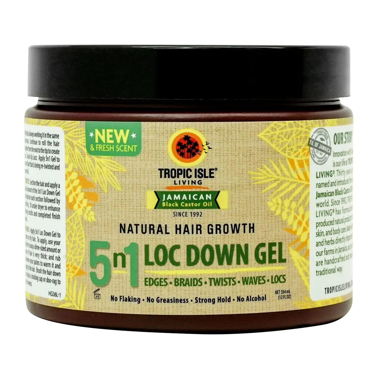 Tropic Isle Living 5N1 Loc Down Gel 12oz | For Edges, Braids, Locs, Twists, Waves