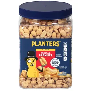 Salted Peanuts Cocktail, Party Snack, Plant-Based Protein, After School Snack, Roasted in Peanut Oil, Salted Nuts, Snacks for Adults, Bulk Nuts, Kosher, 2.19lb Jar
