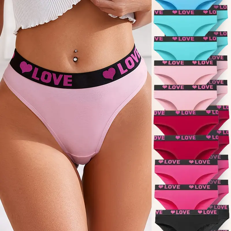 24pcs Women's High Waist Letter Print Briefs,Elegant,Stretchy, Comfortable Underwear in Assorted Colors,Waistband Design, Comfortable Briefs,Underwear Cute Panties Womenswear Lingerie
