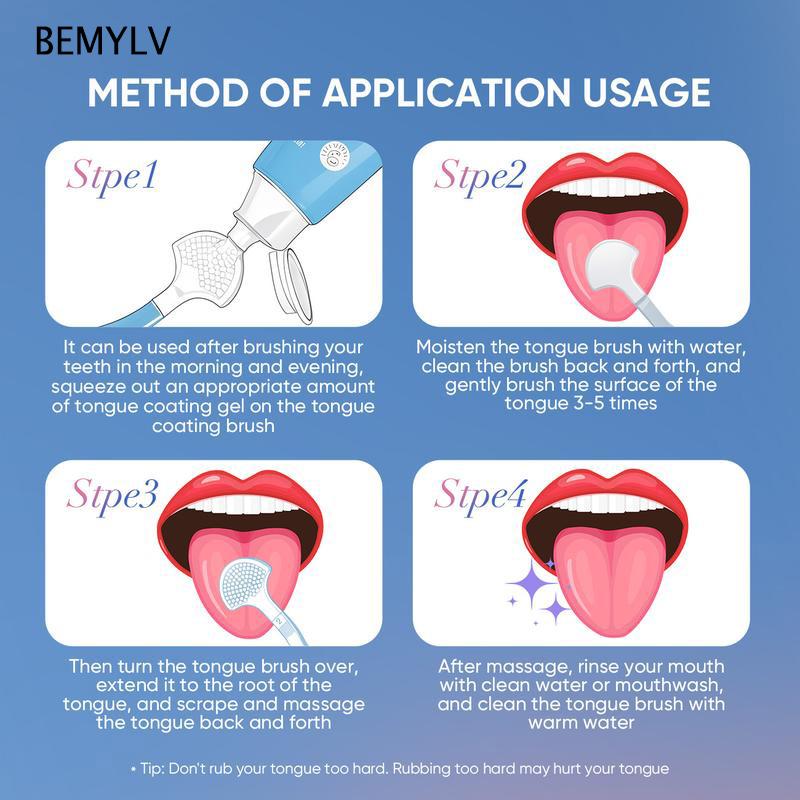 BEMYLV Probiotics Mint Tongue Cleaning Kit  1 Min Deep Clean for Stubborn Coating Bad Breath Post Meal Smoking Essential 50g Long Lasting Freshness