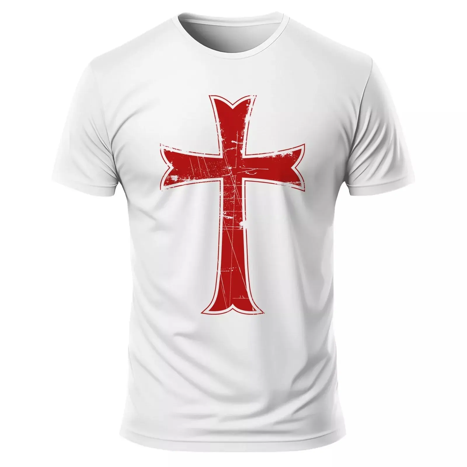 Crusader Red Cross Knights Templar Jesus Christ Short Sleeve T-shirt, Graphic tees, Men gifts, Men clothing , T Shirt for Men, Men graphic Tee