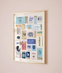 Vintage Matchbox Print, Trendy Matches Poster, Retro Matchbook Wall Art, Sea Aesthetic Print for Apartment