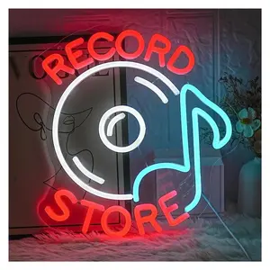 Sign Illuminated Record Store Neon Sign Music Light For Wall Decor Record Player For Music Studio Decor Live Music Bar Decor 30cmx32.5cm