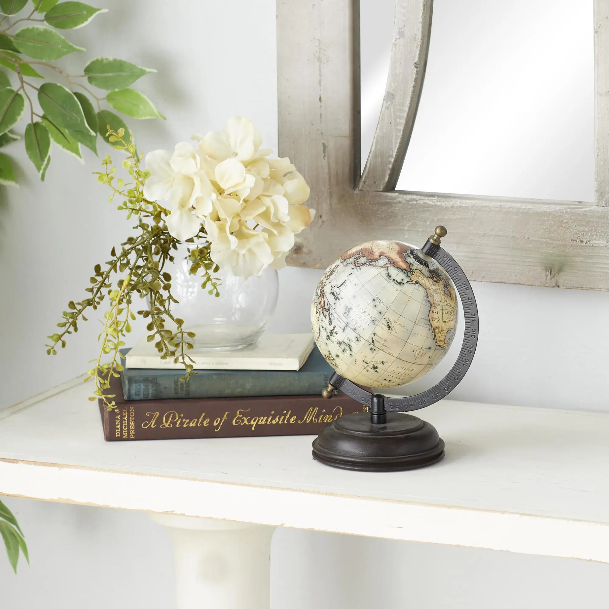 Rustic Mango Wood Educational Geographic Earth Globe, 0.76 lbs, 6l x 5w x 8.25h inches, for Living Room & Entryway School & Educational Supplies, Durability