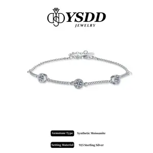 【#536 Holiday&Xmas-16】Three-stone 1.5CT Twisted Wire Bezel Bracelet vvs Synthetic Moissanite Bracelet in 925 Sterling Silver