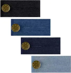 4- Adjustable Waistband Extender - Denim  Extenders for Pants, Jeans, Trousers, Skirt with Metal Button