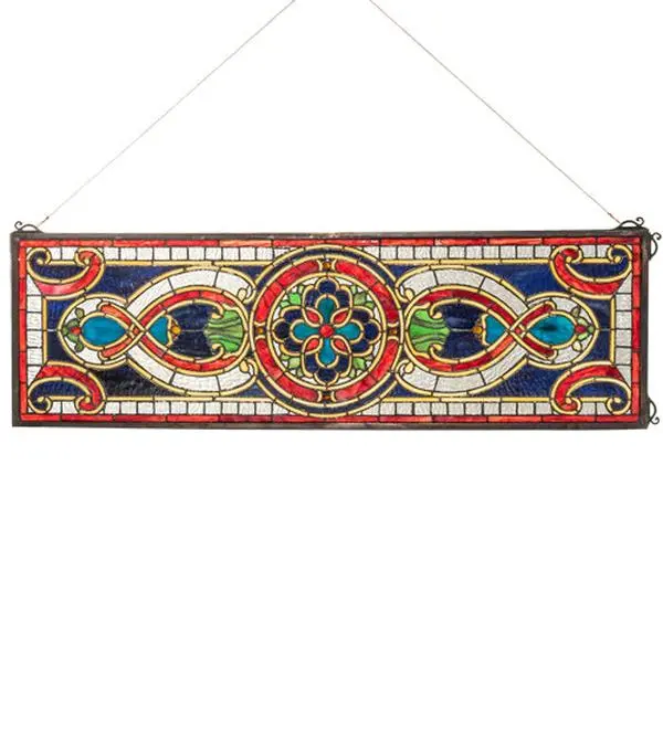 Meyda Lighting 77907 36" Wide X 11" High Evelyn in Lapis Stained Glass Window Panel