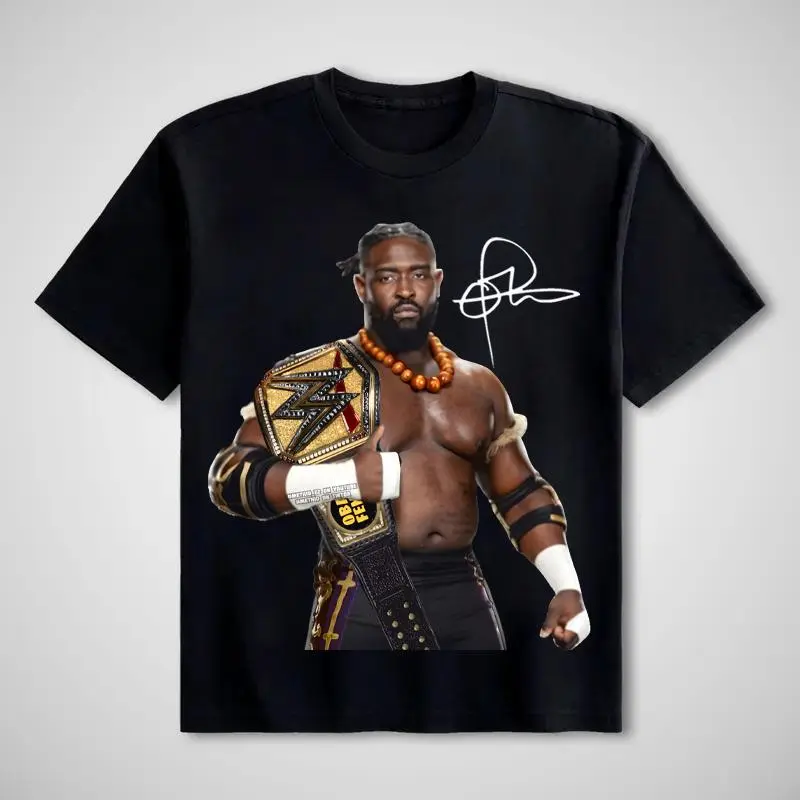 Oba Femi Retro Graphic Print T-Shirt, Casual Cotton Short Sleeve Round Neck Tee for NXT Wrestling Fans Gift