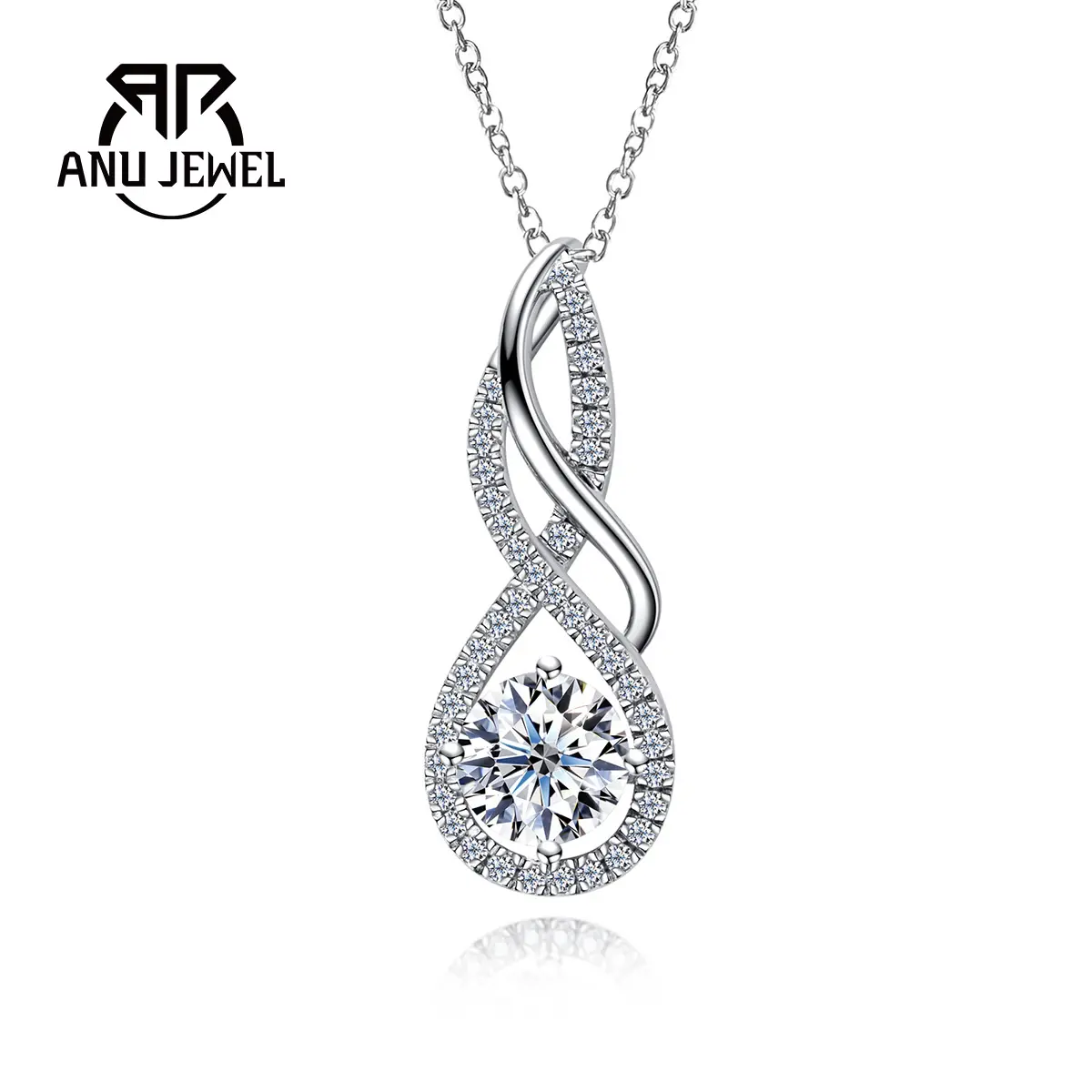 AnuJewel Moissanite Pendant Necklace D Color 925 Sterling Silver Necklace Gift for Anniversary Brithday Women Her with Certificate