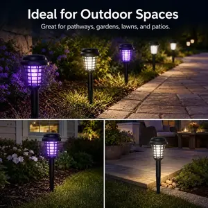 Solar Powered 2-in-1 Bug Zapper & Landscape Path Lights – Outdoor Waterproof Mosquito Killer Lamp for Garden, Lawn, Walkway, Patio