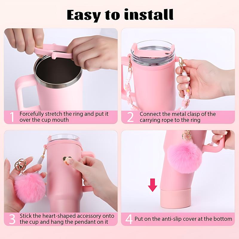 Stainless Steel Vacuum Insulated Glass Cup with Handle and Straw for Children's Gift Set, Keep Cold, Hot & Ice, Portable Drinkware - Mug, Tumbler, Water Bottles, Bottled, Flasks easter toy funny Tumbler Drinkware Tea Iced Tea girl gifts friendship