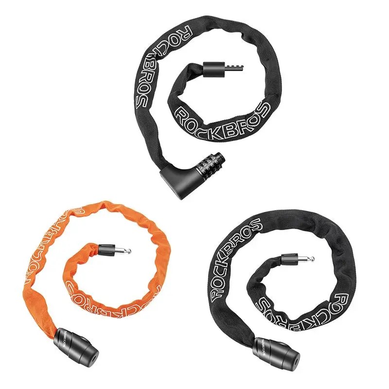 ROCKBROS Heavy Duty Bike Lock Chain 15/17mm Thick Anti Theft Zinc-Aluminum Cylinder Durable Cloth Cover Easy to Use for Bike Motorcycle Scooter