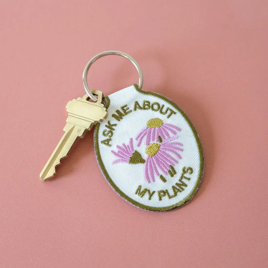 Plant Embroidered Keychain