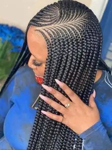 36 Inch Long Braided Lace Wigs for Women, Natural Fluffy Wigs with Baby Hair, Synthetic Braided Lace Wigs for Party, Daily Use