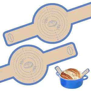 Silicone Bread Sling for Dutch Oven, Non-Stick Easy Transfer Silicone Sourdough Baking Sling, Sourdough Mat for Bread Baking Supplies - 2PCS