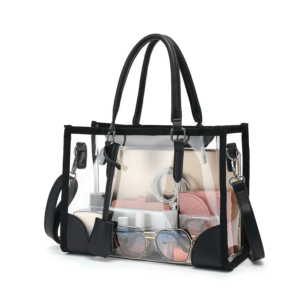 LOXOMU Clear Tote Bags for Women,Clear Crossbody Bag Stadium Approved Clear Handbag Shoulder Bags