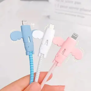 40pcs Angel Data Cable Protector Set, Anti-Break Charging Line Cover, Phone Charger Tip Guard, Durable Mobile Accessory