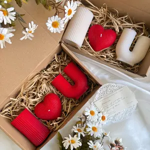 3 Pack I Love You Scented Candle Set Valentine's Day Theme Handmade Soy Wax Heart Candles for Thanksgiving Anniversary Party Proposal Engagement Home Decoration Women's Gifts Housewarming Couples Gifts