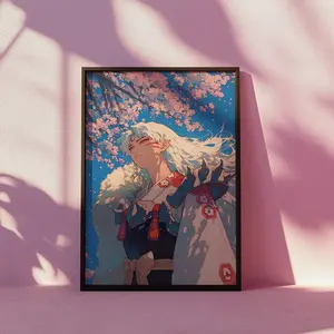 Sesshomaru Print Inuyasha Anime Poster Kawaii Wall Decor Otaku Gift Japanese Manga Art Aesthetic Room Decor Retro 90s Anime