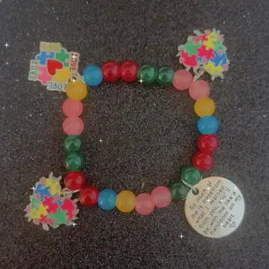 Autism Awareness Bracelet with Colorful Beads and Inspirational Tag for Support and Awareness