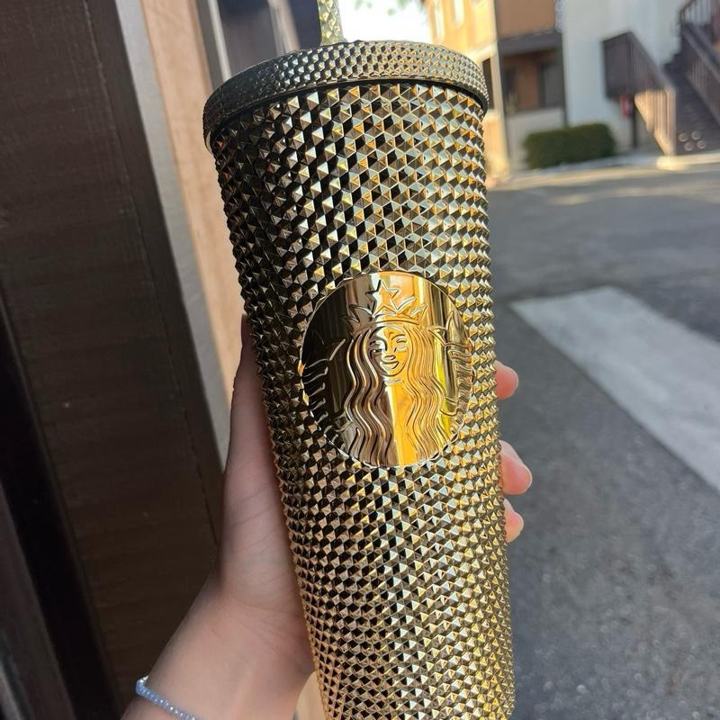 Starbucks New Holiday Gold USA Bling Studded Venti 24oz Tumbler