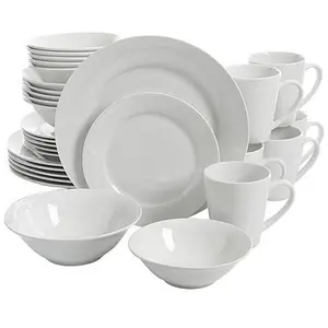 Gibson Home Noble Court 30 Piece Ceramic Dinnerware Set in White Gibson Home Noble Court 30 Piece Ceramic Dinnerware Set in White