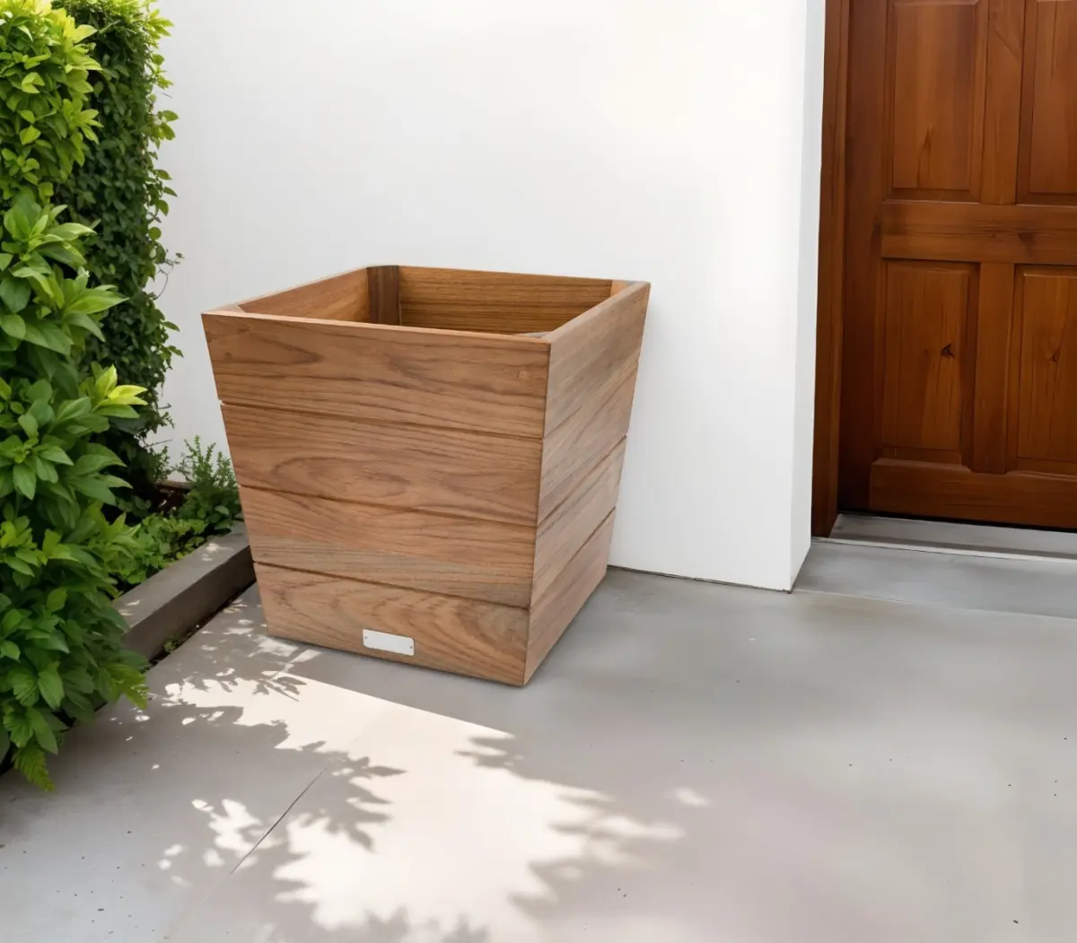 HomeRoots 12 in. Brown Wood Square Garden Planter - Versatile for Indoor & Outdoor Use, Backyard Garden Accessories