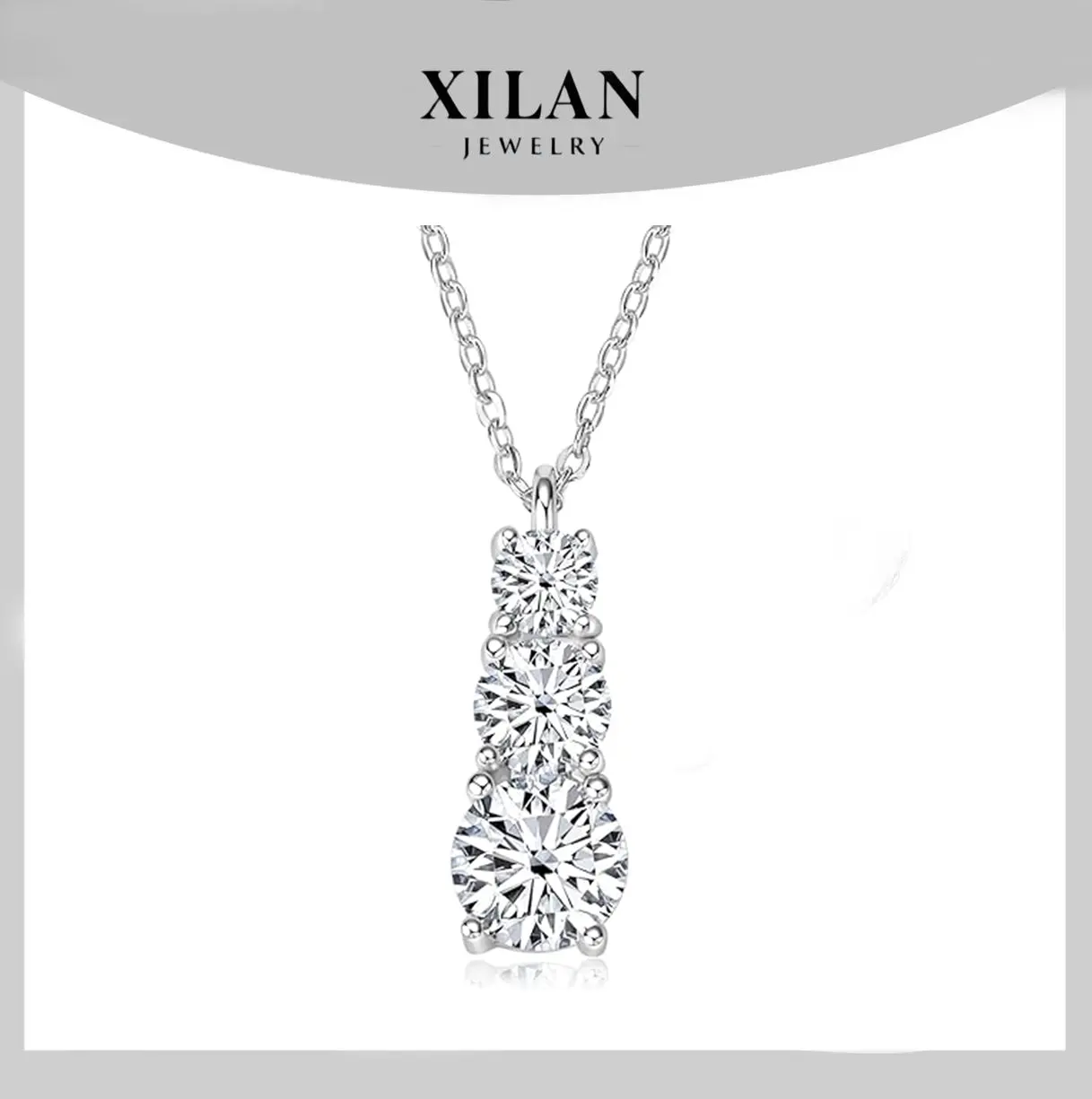 0.8 Carat Forever Moissanite Pendant Necklace, Unisex S925 Sterling Silver Chain, Simple Elegant Infinity Design for Daily Wear, Wedding Anniversary Gift, Chain Necklace