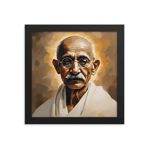 Mahatma Gandhi Portrait on Matte Paper Framed Poster
