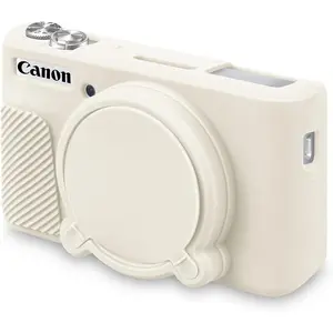 Camera Case for  PowerShot SX740 / SX730 Digital Camera, SX740 HS Soft Protective Case Cover Rubber Camera Slim Fit Sleeve with Removable Lens Cover, Mist White