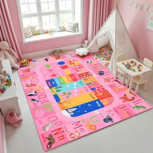 Kids Rug for Playroom Classroom, ABC Alphabet Numbers Play Toddlers Rugs, 3x5 Learning Educational Bedroom Floor Mat, Washable Baby Carpet for  Nursery, Preschool, Daycare,Multi Color, Pink, Green, 3x5,4x6,6x9,7x10,9x12 Feet