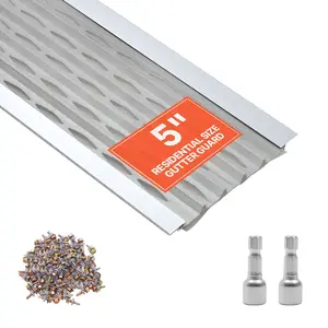VEOVR VEVOR Gutter Guard, 5 in Aluminum Gutter Cover with Stainless Steel Micro Mesh, Heavy-Duty 100ft Length, 0.04in Thick, Leaf Guard for Debris and Pine Needles, Easy DIY Install, Screws Included, 20 PC