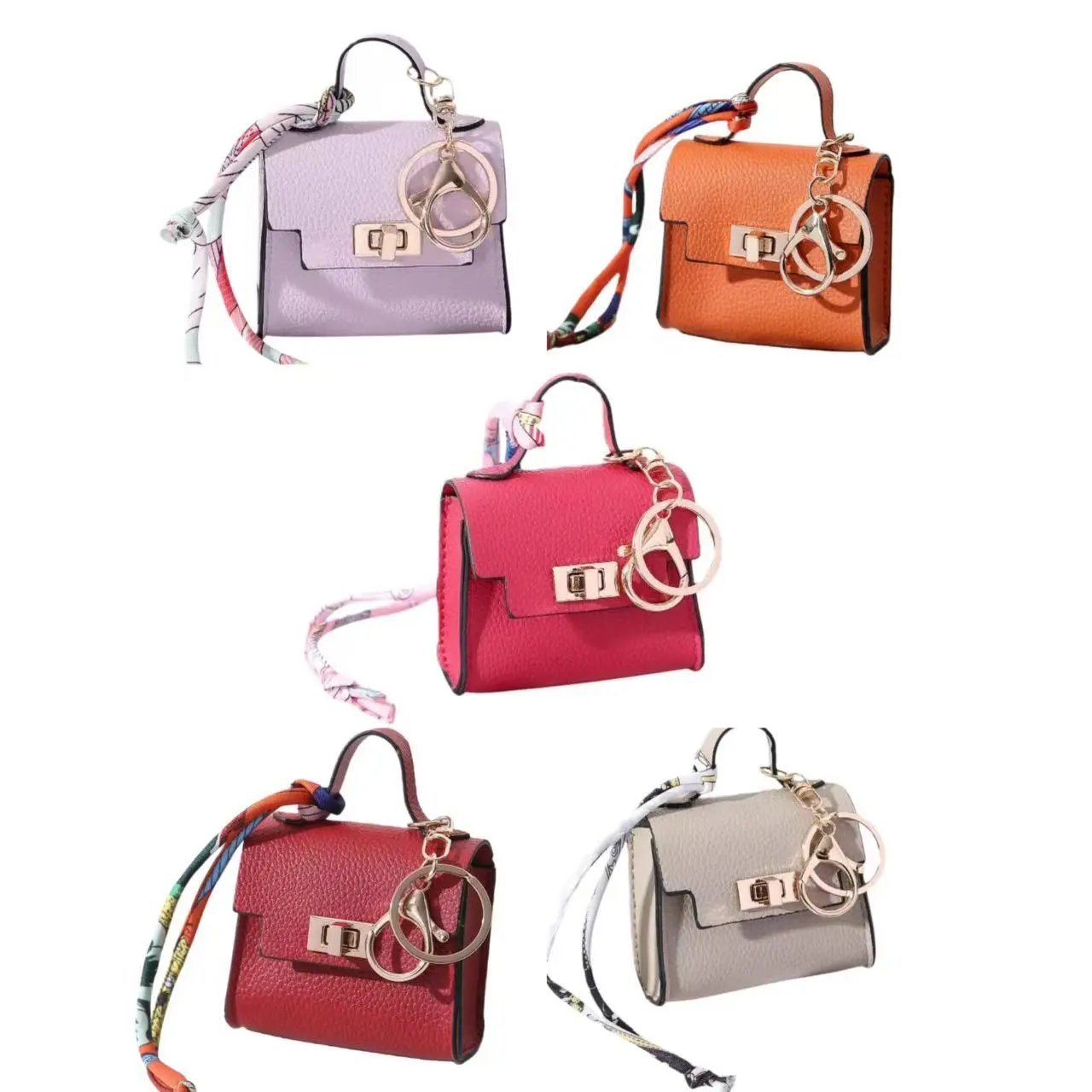 5PCS Bag Pendant & Car Key Pouch - VersatileLightweight Mini Lipstick and Earbud Case DesignerAccessory Gift for Women.Fashion Purses Top HandleHandbags.Key chains, perfect for holiday gifts Organized Storage Practical Addition Travel Essential