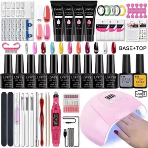 Gel Nail Polish Set with UV Nail Lamp Poly Extension Nail Gel Kit Semi Permanent Gel Varnish Set Professional Nail Art Tools Kit