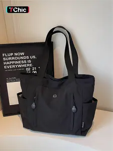 Large Capacity Tote Bag, Lightweight and Spacious, Fashionable Daily Use, Neutral Simple Shoulder Bag, Multiple Side Pockets, Comfortable Handbag