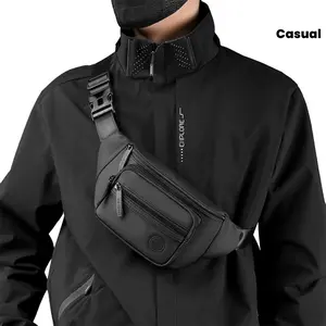 Outdoor multifunctional waist bag, men's lightweight crossbody chest bag with wallet and cycling phone pocket