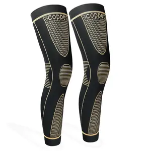 Serelith Compression Leg Sleeve - Copper Infused Knee Stabilizer Brace for Running, Meniscus Tear, ACL, MCL, Arthritis, Joint Pain Relief - Thigh & Calf Support for Men & Women