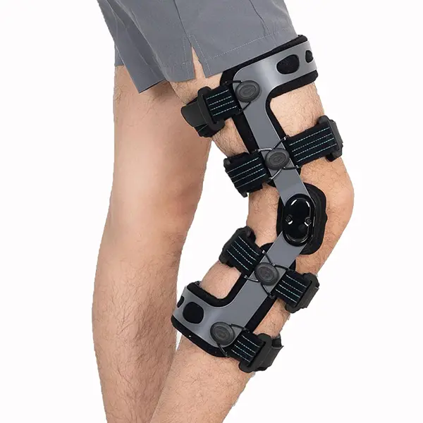 Hinged Knee Brace with Adjustable ROM Limiter, 4 Sizes, Hinged Support, Sports Stability Support, Comfortable Protector for Men to Prevent Re-Injury