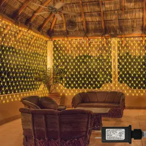 2PCS 1.5Mx1.5M Outdoor Grid Lights Plug In With Remote 320 LEDs Mesh Lighting Fixture Fully Waterproof Design Suitable For Party Garden Backyard Wall Lawn Decor