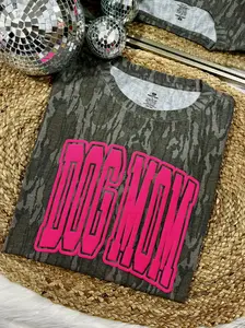 DOG MOM Neon Puff Genuine MossyOak Bottomland T-shirt