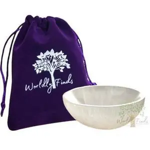 Selenite Charging Bowl, 3" Inches, Selenite Bowl, Moroccan Crystal Hand-Carved