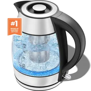 Fast Boiling 1.8L Electric Glass Kettle, Removable Tea Infuser, LED Lights, Stainless Steel