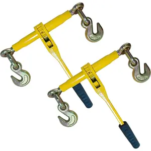 Ratchet Chain Binders - Heavy Duty 3/8" -1/2" Load Binders with Grab Hooks,9200 lbs Working Load Limit,2-Pack,for Grade 70 Transport Chains,Ideal for Towing,Hauling, and Flatbed