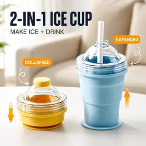Folding Silicone Ice Cube Mold, Large Sphere Ice Ball Maker for Whiskey, Cocktails, Coffee and Summer Drinks, Reusable Freezer Tray