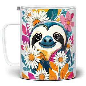 LOFTIPOP Floral Sloth Mug, Cute Bohemian Animal Lover Cup, Designed and Printed in the USA by Loftipop