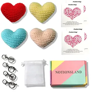 NOTIONSLAND 4-Piece Hand-Crocheted Pocket Hug Keychain Set A Portable Heartwarming love mini Gift for Valentine‘s, Mother’s Day, or Emotional Support,tween gifts, as A Token of Appreciation for Students, Friends, Colleagues, Family