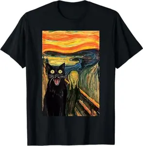The Scream Parody with Black Cat T-Shirt